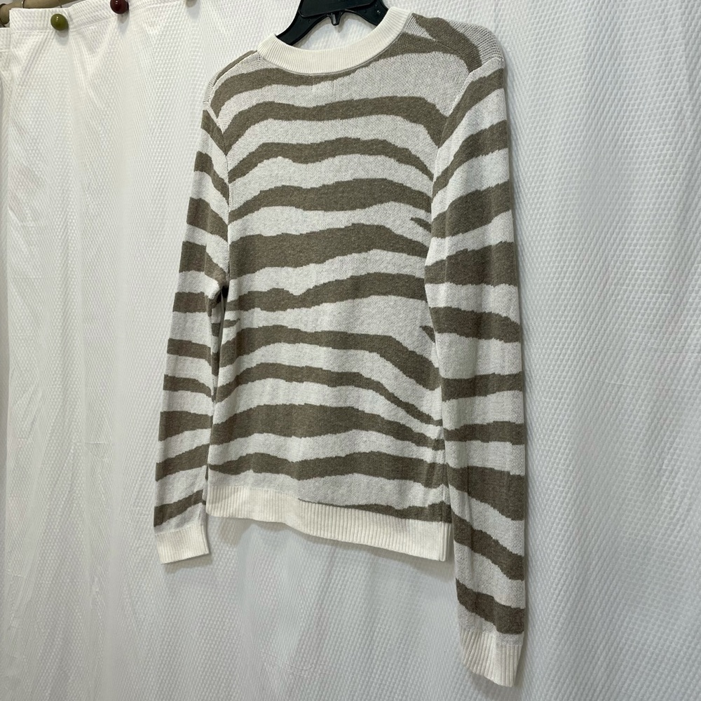 A New Day Animal Print Striped Crewneck Pullover Cotton Sweater Size XS - Picture 10 of 12